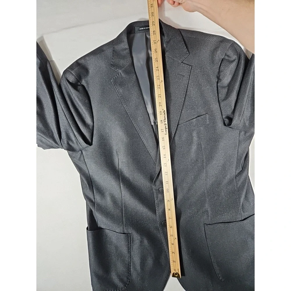 Awearness Kenneth Cole Slim Fit‎ Stretch Dark Gray Glen Plaid 44R Sport Coat